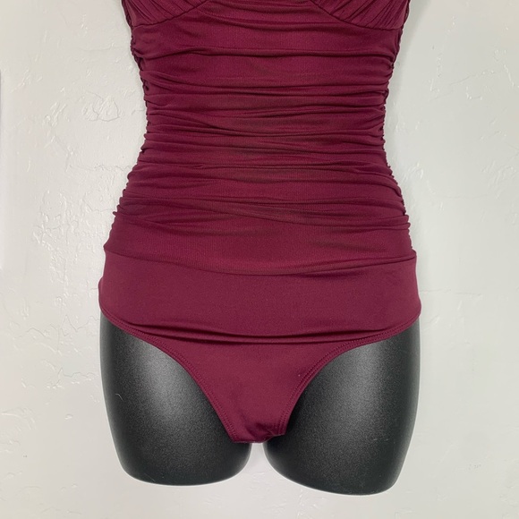 Express Body Contour Marron V Neck Ruched Bodysuit Size Extra Small - Picture 4 of 15